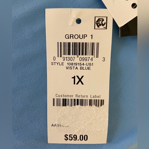 Bar III Plus Size Seamed V-Neck Top Vista Blue Various Sizes New With Ta… - Picture 7 of 10